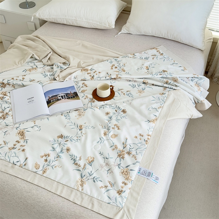 91家纺网 家纺一手货源 找家纺 青螺家纺2024新款50S天丝夏凉被 花城黄