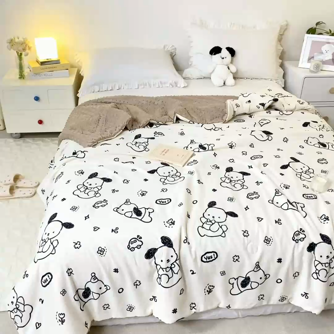 91家纺网 家纺一手货源 找家纺 芯元素 2024新款A类水洗棉凉豆豆夏被 假期小狗