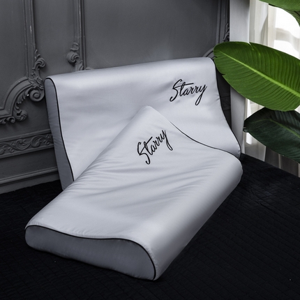 91家纺网 家纺一手货源 找家纺 大黄蜂家居家纺 2025新款60长绒棉纯棉乳胶枕套 浅银灰