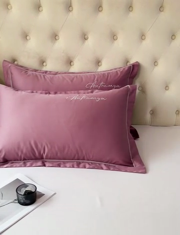 91家纺网 家纺一手货源 找家纺 品乐家纺 2024新款100支长绒棉香奈系列枕套 香奈豆沙