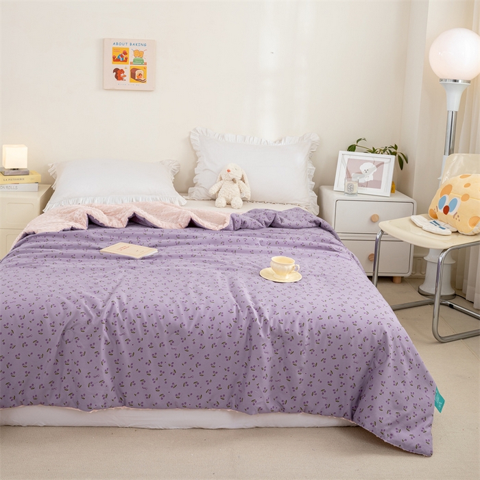 91家纺网 家纺一手货源 找家纺 芯元素 2024新款A类水洗棉凉豆豆夏被 香芋紫