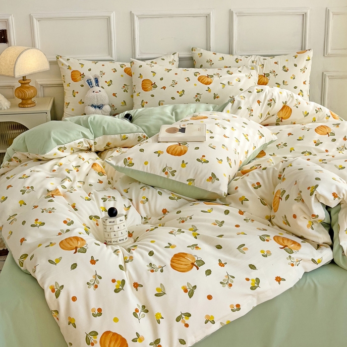 91家纺网 家纺一手货源 找家纺 赫然 2026新款水洗双层纱四件套 南瓜先生