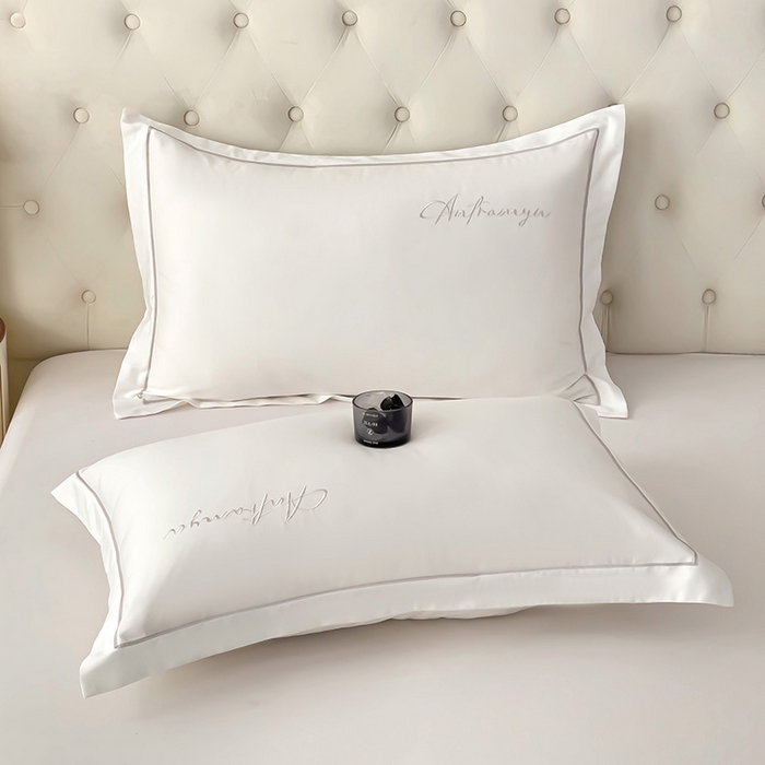 91家纺网 家纺一手货源 找家纺 品乐家纺 2024新款100支长绒棉香奈系列枕套 香奈白