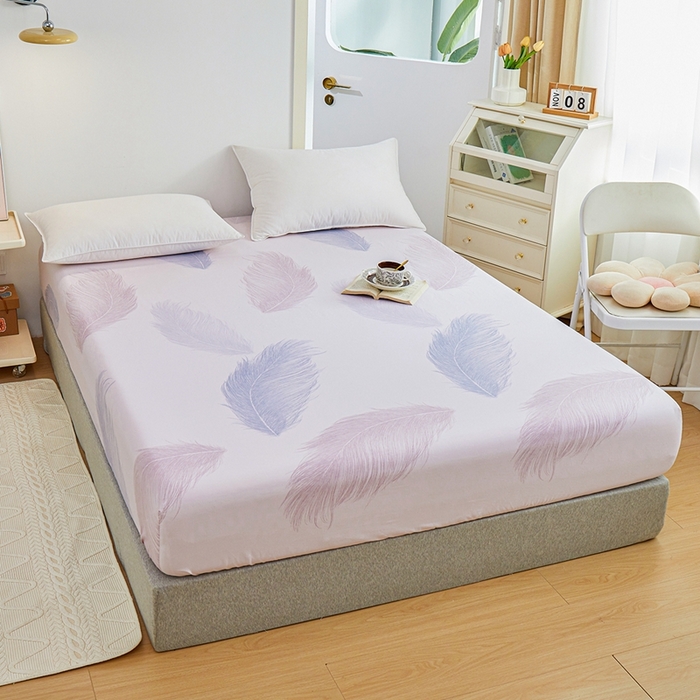 91家纺网 家纺一手货源 找家纺 元元被芯 2024新款小清新全棉套件单品-单床笠 且听风吟-粉