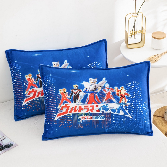 91家纺网 家纺一手货源 找家纺 大黄蜂家居家纺 2025新款水晶绒卡通图案枕套-平面款水晶绒枕套 奥特战士