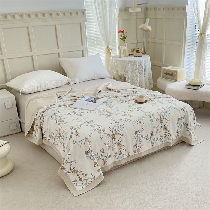 91家纺网 家纺一手货源 找家纺 青螺家纺2024新款50S天丝夏凉被 花城黄