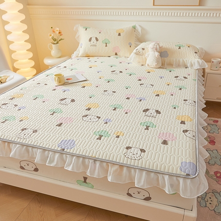 91家纺网 家纺一手货源 找家纺 （总）伊人坊 2024新款A类凉感丝花边款乳胶床笠三四件套