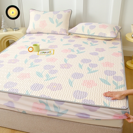 91家纺网 家纺一手货源 找家纺 （总）伊人坊 2024新款A类凉感丝0.4乳胶床笠凉席夏被套件