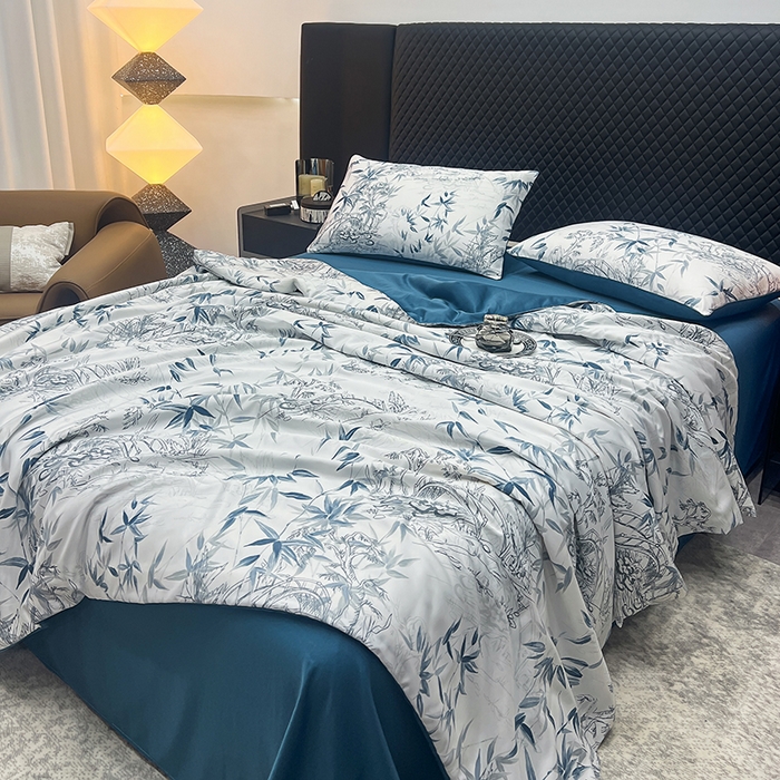 91家纺网 家纺一手货源 找家纺 馨乐家纺 2025新款水洗天丝夏被四件套 花型4