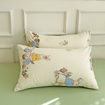 赫然 2026新款A类针织水洗双层纱单枕套 小兔子