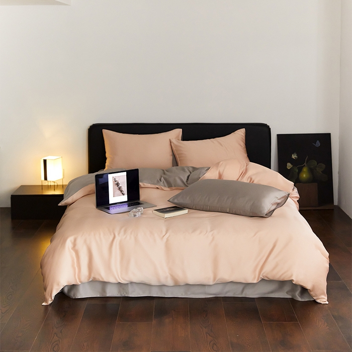 91家纺网 家纺一手货源 找家纺 沐晴家纺 2025新款60兰精天丝简约轻奢纯色四件套 月光色-岩石灰