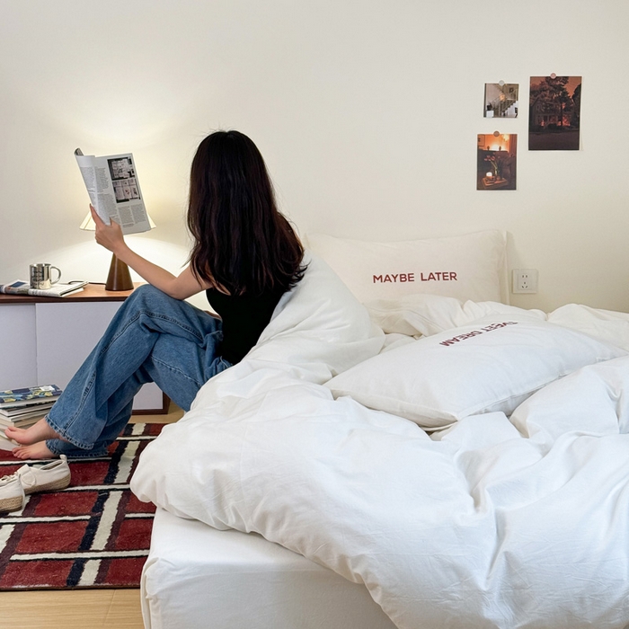 91家纺网 家纺一手货源 找家纺 艾沁家纺 2024新款ins全棉水洗棉数码印花四件套 美梦·Red