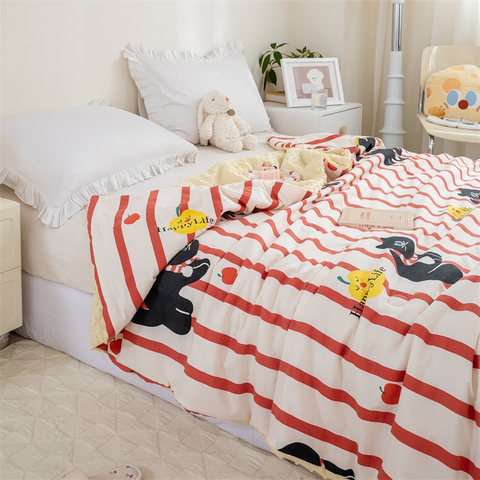 91家纺网 家纺一手货源 找家纺 芯元素 2024新款A类水洗棉凉豆豆夏被 煤球小猫