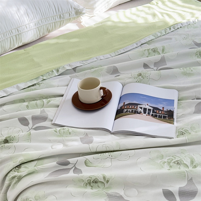 91家纺网 家纺一手货源 找家纺 青螺家纺2024新款50S天丝夏凉被 浪漫-夏绿