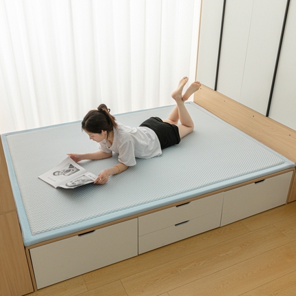 91家纺网 家纺一手货源 找家纺 丫丫家纺 2024新款华夫格凉豆豆凉席地垫 豆豆席天蓝