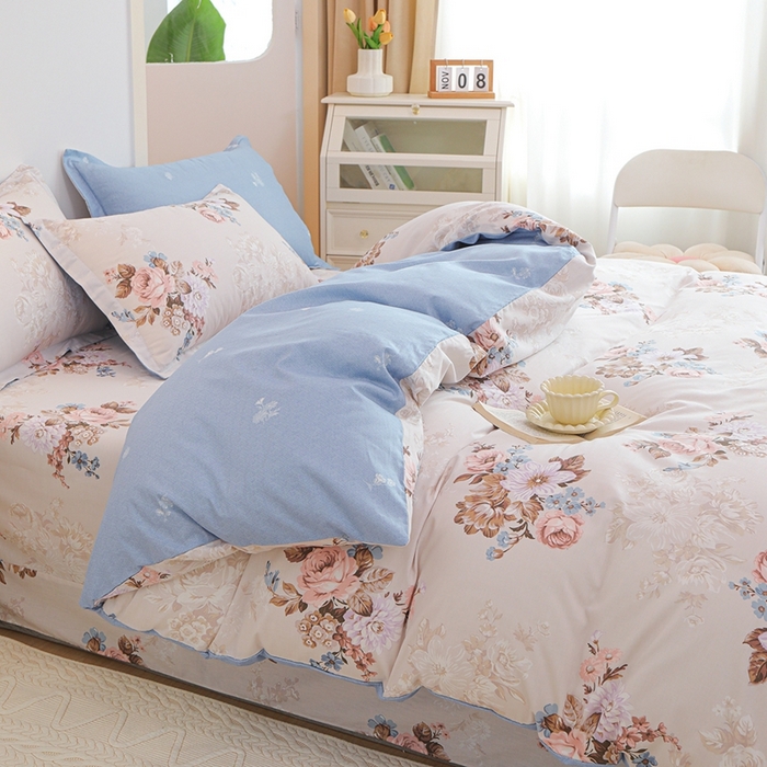 91家纺网 家纺一手货源 找家纺 元元被芯 2024新款小清新全棉套件单品-单被套 娜朵花开