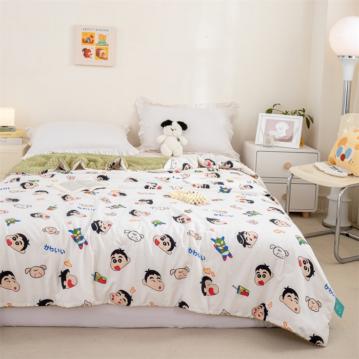 91家纺网 家纺一手货源 找家纺 芯元素 2024新款A类水洗棉凉豆豆夏被 趣味小新