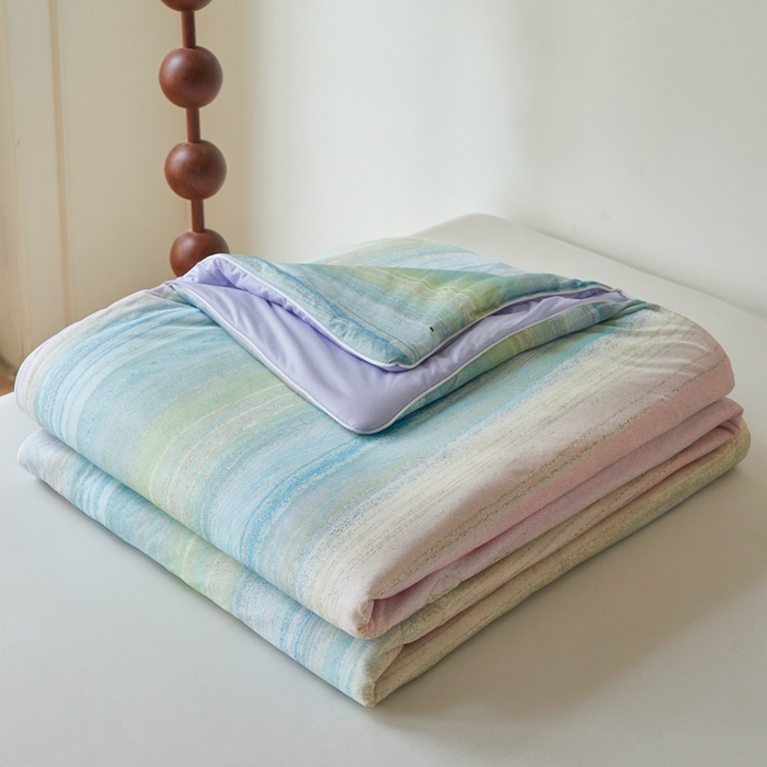 91家纺网 家纺一手货源 找家纺 小禹仔 2025新款针织凉感丝印花夏被夏凉被被芯 彩虹桥