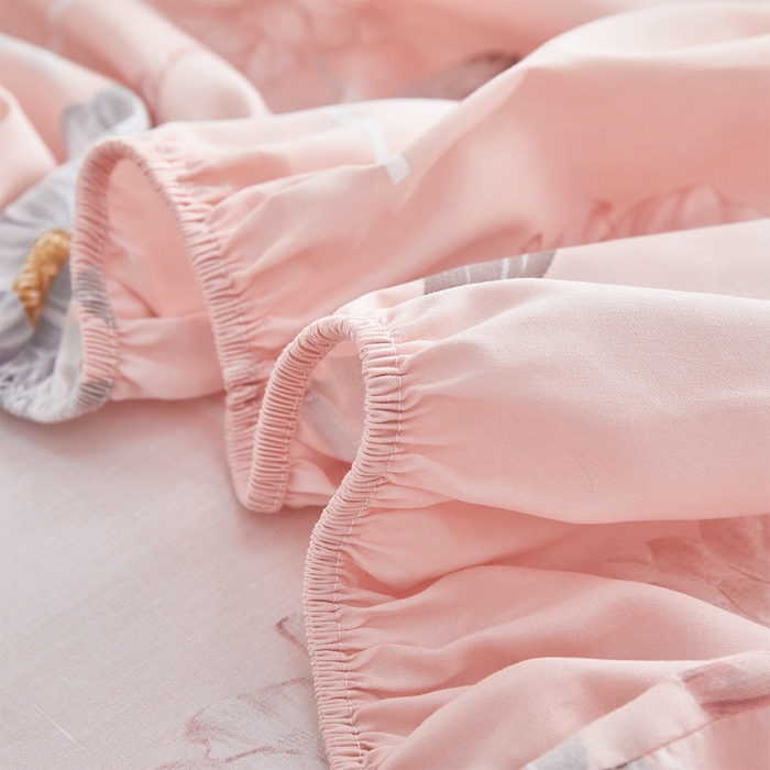 91家纺网 家纺一手货源 找家纺 元元被芯 2024新款小清新全棉套件单品-单床笠 花之绚烂-粉