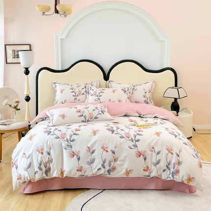 91家纺网 家纺一手货源 找家纺 橙艺家居 2024新款铂金云棉四件套 花间赋