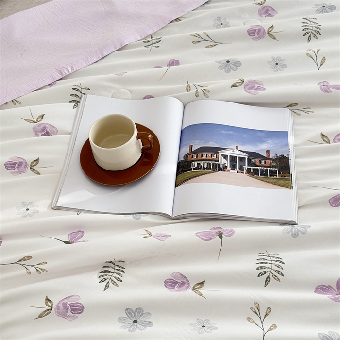 91家纺网 家纺一手货源 找家纺 青螺家纺2024新款50S天丝夏凉被 花满香-紫