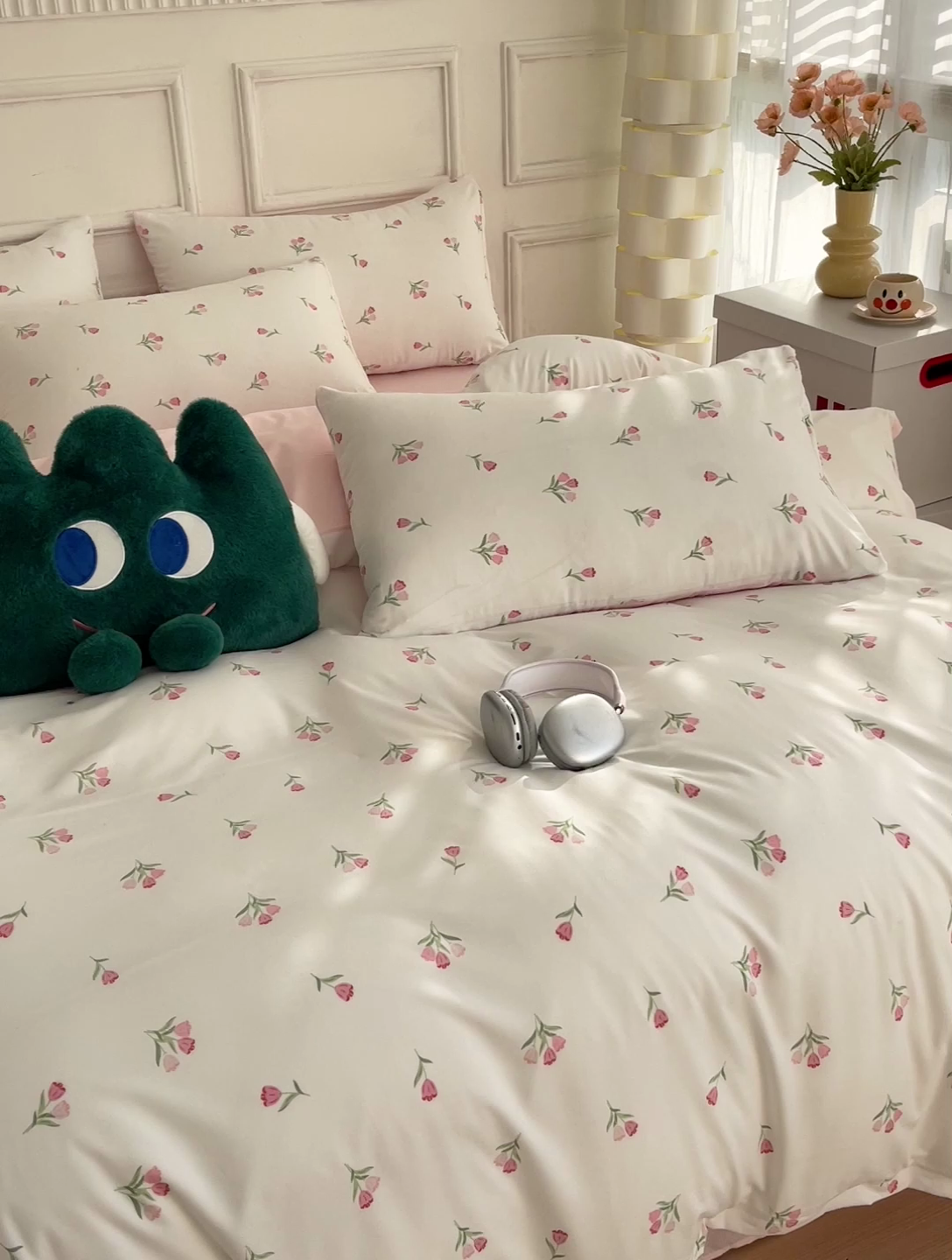 91家纺网 家纺一手货源 找家纺 赫然 2026新款水洗双层纱四件套 郁金香