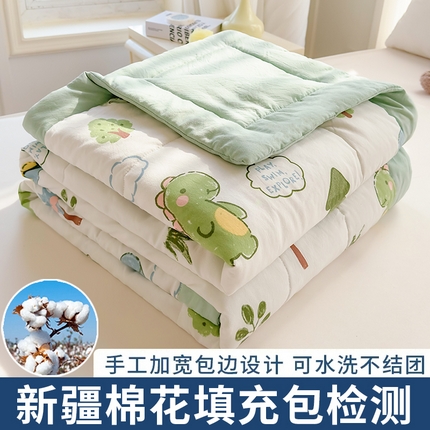 91家纺网 家纺一手货源 找家纺  2025新款A类印花手包边凌香新疆棉花夏被 凌香恐龙
