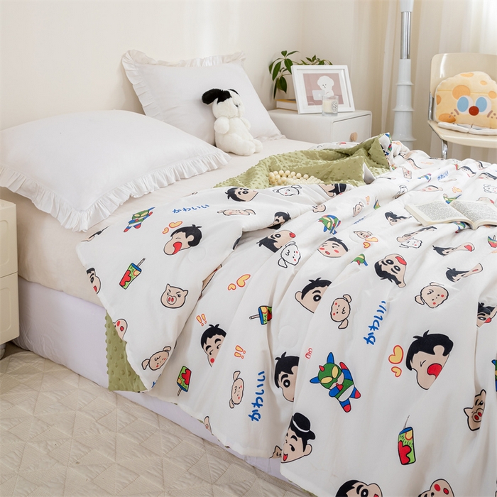 91家纺网 家纺一手货源 找家纺 芯元素 2024新款A类水洗棉凉豆豆夏被 趣味小新