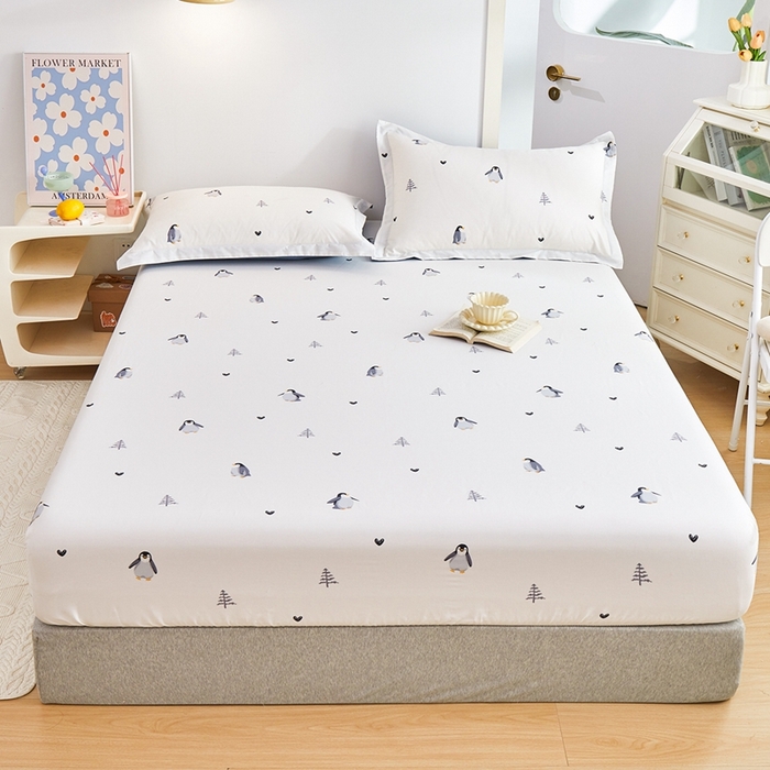 91家纺网 家纺一手货源 找家纺 元元被芯 2024新款小清新全棉套件单品-单床笠 嗨皮-米