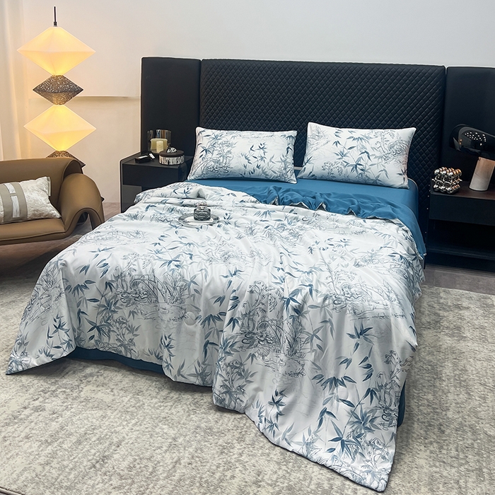 91家纺网 家纺一手货源 找家纺 馨乐家纺 2025新款水洗天丝夏被四件套 花型4