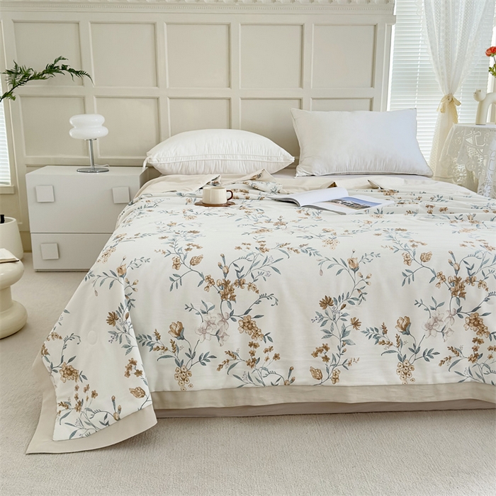 91家纺网 家纺一手货源 找家纺 青螺家纺2024新款50S天丝夏凉被 花城黄