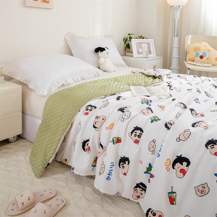 91家纺网 家纺一手货源 找家纺 芯元素 2024新款A类水洗棉凉豆豆夏被 趣味小新