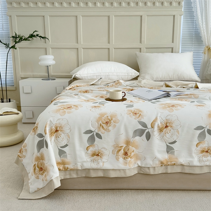 91家纺网 家纺一手货源 找家纺 青螺家纺2024新款50S天丝夏凉被 浪漫-夏咖