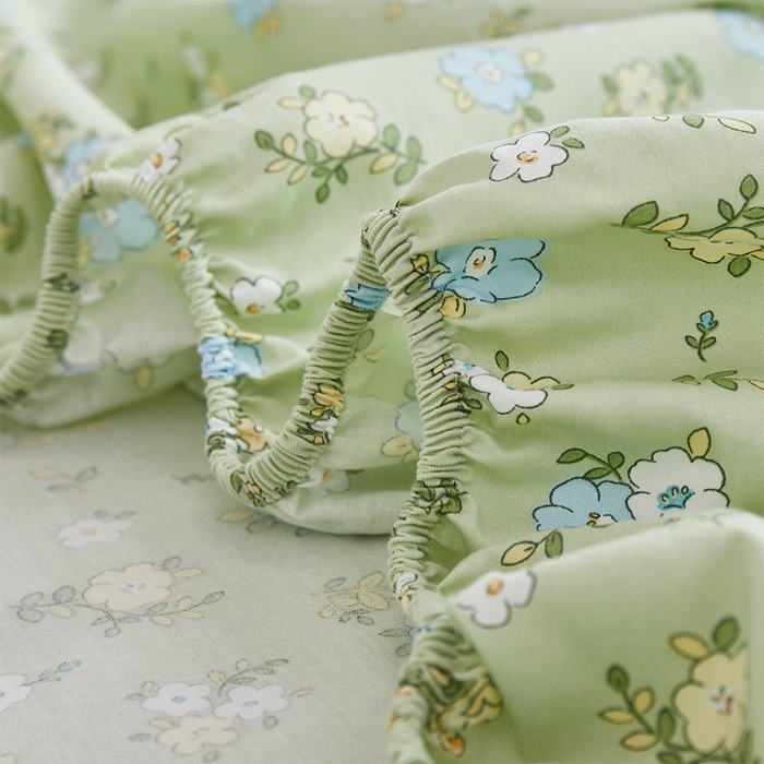 91家纺网 家纺一手货源 找家纺 元元被芯 2024新款小清新全棉套件单品-单床笠 韩式清新-绿