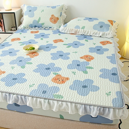 91家纺网 家纺一手货源 找家纺 （总）伊人坊 2024新款A类凉感丝花边款乳胶床笠三四件套