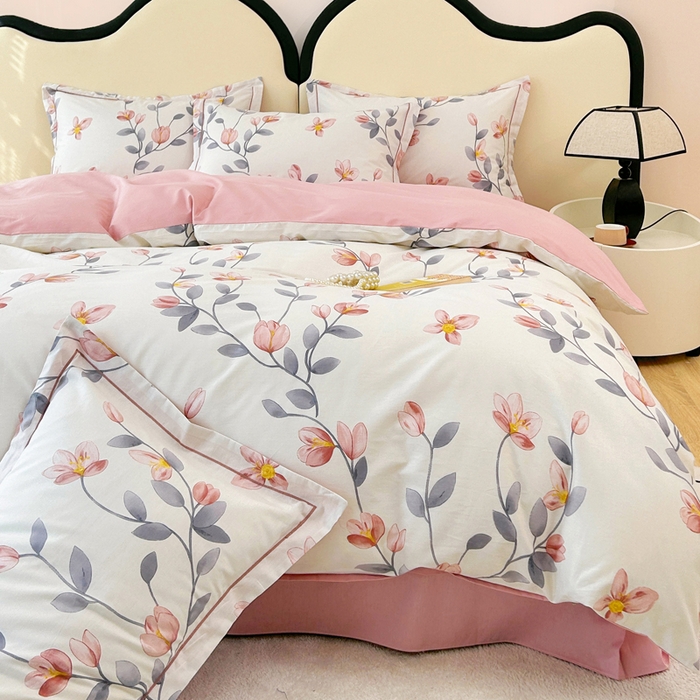 91家纺网 家纺一手货源 找家纺 橙艺家居 2024新款铂金云棉四件套 花间赋