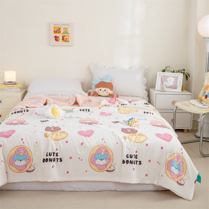 91家纺网 家纺一手货源 找家纺 芯元素 2024新款A类水洗棉凉豆豆夏被 cute甜甜圈