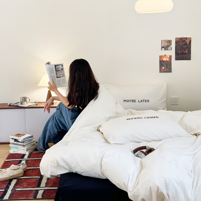 91家纺网 家纺一手货源 找家纺 艾沁家纺 2024新款ins全棉水洗棉数码印花四件套 美梦·Black