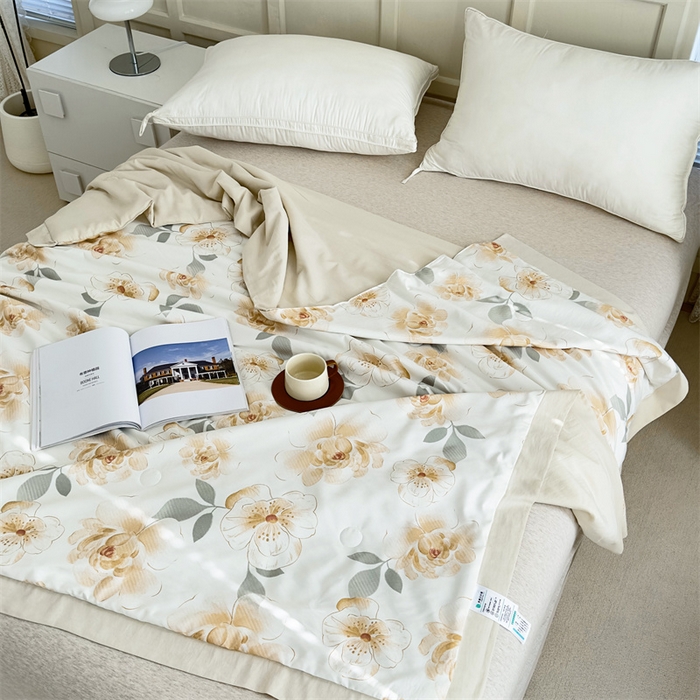 91家纺网 家纺一手货源 找家纺 青螺家纺2024新款50S天丝夏凉被 浪漫-夏咖