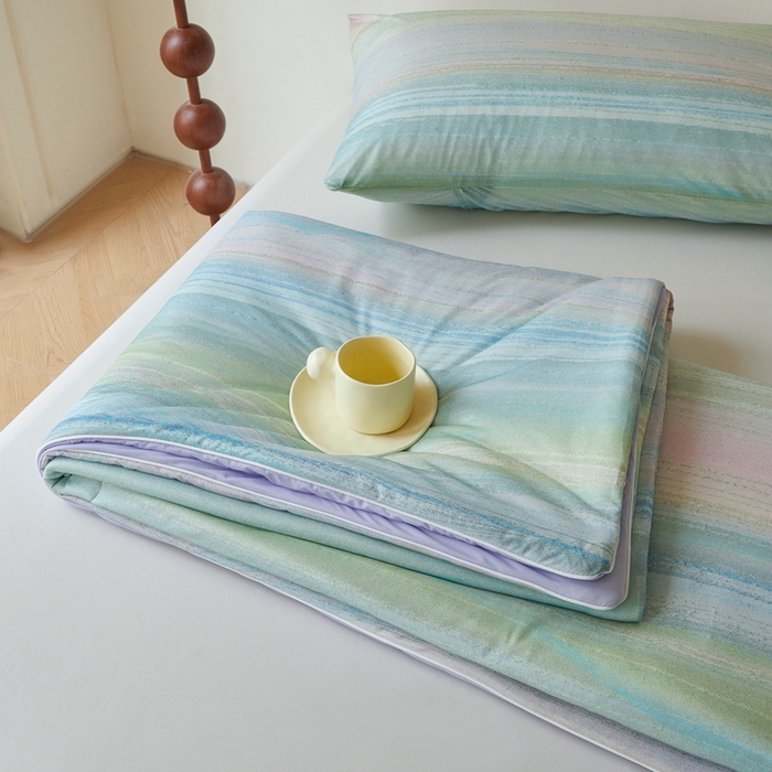 91家纺网 家纺一手货源 找家纺 小禹仔 2025新款针织凉感丝印花夏被夏凉被被芯 彩虹桥