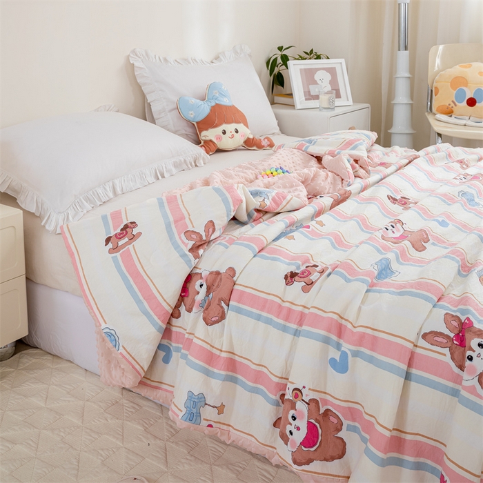 91家纺网 家纺一手货源 找家纺 芯元素 2024新款A类水洗棉凉豆豆夏被 兔子小姐