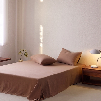 91家纺网 家纺一手货源 找家纺 （总）简纯主义 2025新款全棉有机雾感纱双层皱皱纱系列单床单