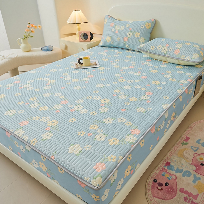 91家纺网 家纺一手货源 找家纺 伊人坊 2024新款A类凉感丝0.4乳胶床笠凉席夏被套件 花花世界