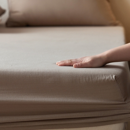 简纯主义 2025新款全棉有机雾感纱双层皱皱纱系列单床笠 海盐奶咖