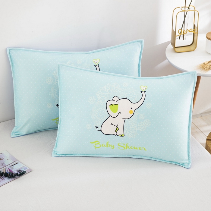 91家纺网 家纺一手货源 找家纺 大黄蜂家居家纺 2025新款水晶绒卡通图案枕套-平面款水晶绒枕套 小象宝宝