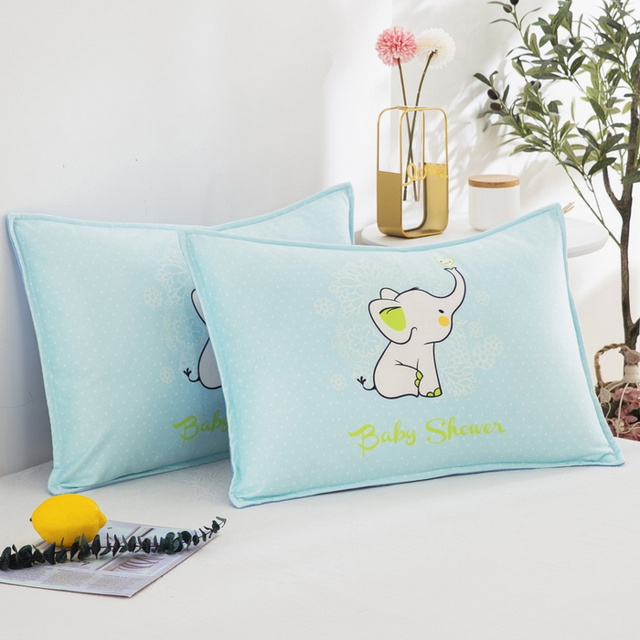 91家纺网 家纺一手货源 找家纺 大黄蜂家居家纺 2025新款水晶绒卡通图案枕套-平面款水晶绒枕套 小象宝宝