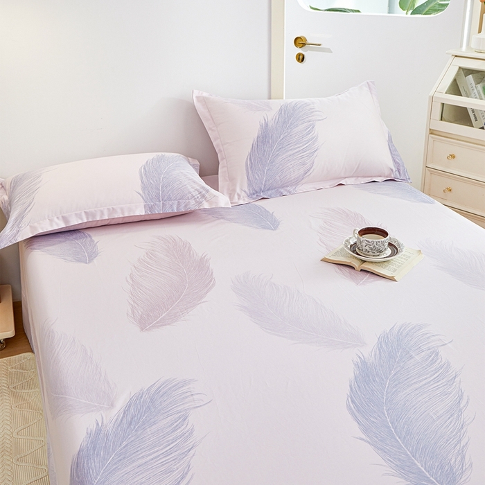 91家纺网 家纺一手货源 找家纺 元元被芯 2024新款小清新全棉套件单品-单床单 且听风吟-粉