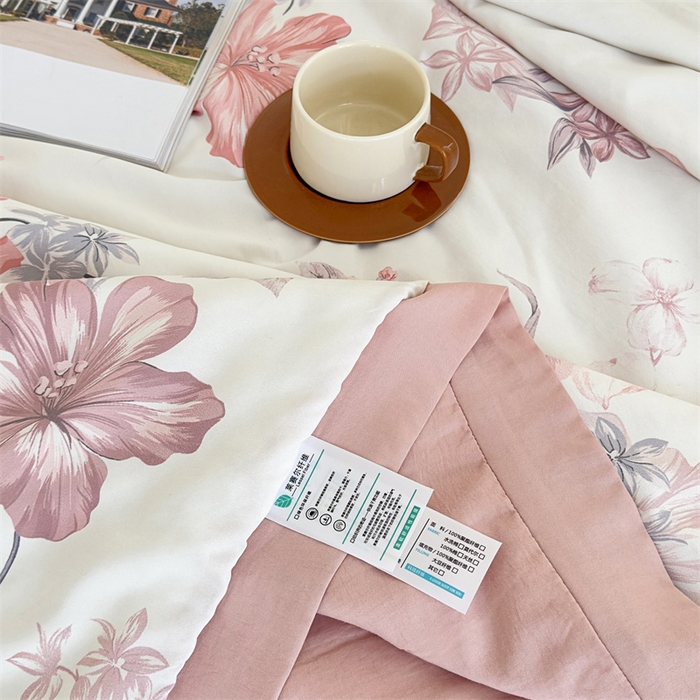 91家纺网 家纺一手货源 找家纺 青螺家纺2024新款50S天丝夏凉被 半夏花语-豆沙