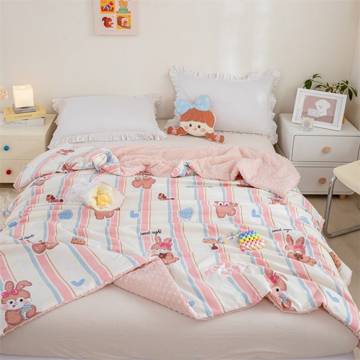 91家纺网 家纺一手货源 找家纺 芯元素 2024新款A类水洗棉凉豆豆夏被 兔子小姐