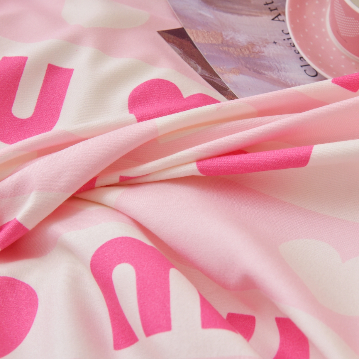 91家纺网 家纺一手货源 找家纺 宅家居 2024新韩版亲肤磨毛花边小号三件套 四件套床单大荷叶边 苗苗粉